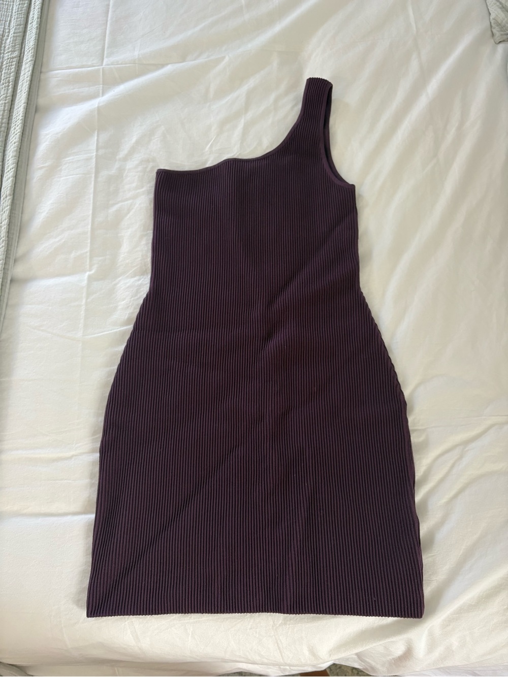 Aritzia Babaton One-Shoulder Ribbed Mini Dress in Deep Purple - Picture 4 of 6